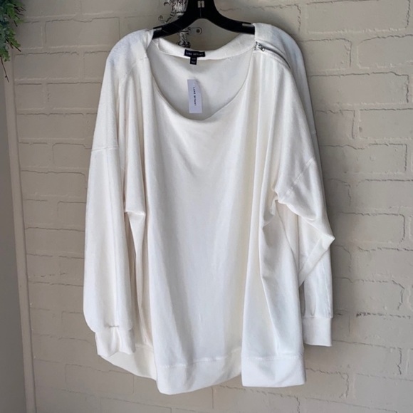 Lane Bryant‎ blouse knit velour ribbed soft zipper shoulder detail NEW 26/28 - Picture 7 of 8